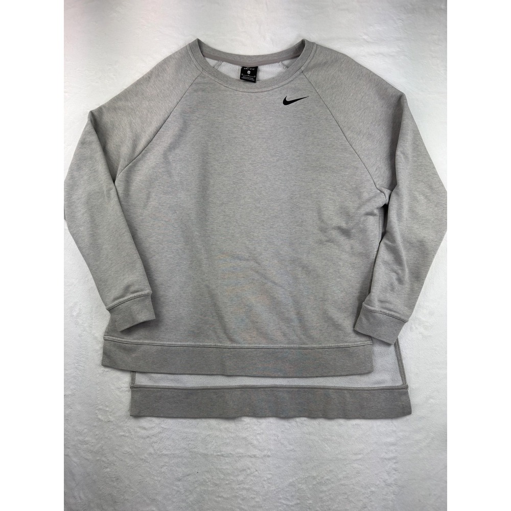Nike Sweatshirt Women's Medium Gray Dri-FIT Crew Neck Pullover Moisture Wicking